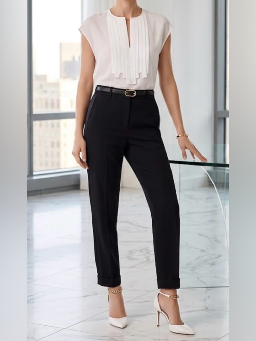 J. Crew White Pleated Women's Blouse